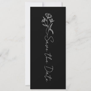 Floral Calligraphy Black & White Save the Date Invitation