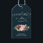 floral calligraphy from miss to mrs bridal shower gift tags<br><div class="desc">Our "marsala floral" collection features spring floral in beautiful shades of mauve and blush with different colour background. Coupled with elegant calligraphy script with ample swirls paired with elegant serif font. Spread over different products and occasions, with personal and business stationery to complete the collection. Check our store for more...</div>