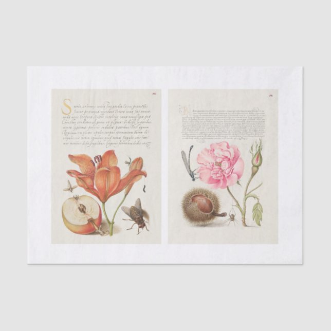 Floral calligraphy garden decoupage tissue paper (Front)