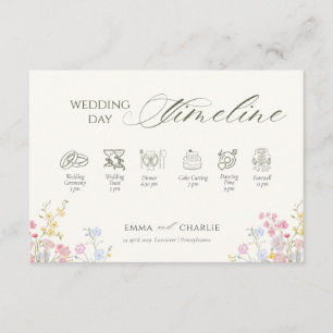 Floral Calligraphy Wedding Day Timeline Enclosure Card