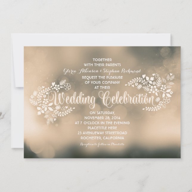 floral calligraphy wedding invitations (Front)
