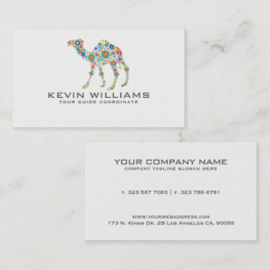 Floral Camel Illustration Tour Guide Business Card