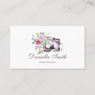 Floral Camera Minimalist QR Code Photography  Business Card