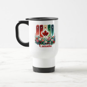 Floral Canada Day Cute Canadian Travel Mug