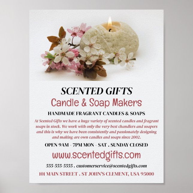 Floral Candle, Candle & Soap Maker Advertising Poster (Front)