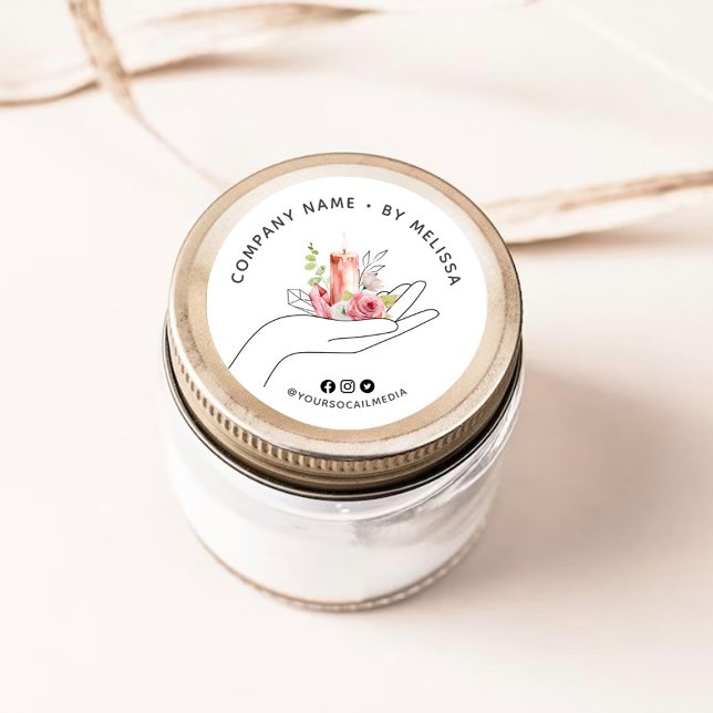 Floral Candle Classic Round Sticker (Creator Uploaded)