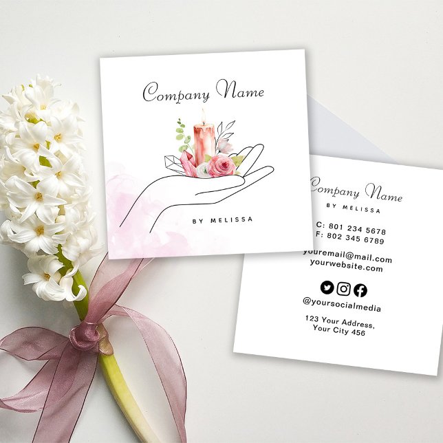 Floral Candle Square Business Card (Creator Uploaded)