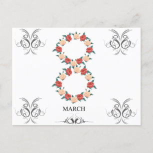 Floral card of roses for International Women's Day