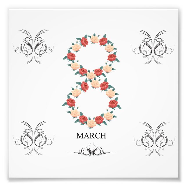Floral card of roses for International Women's Day Photo Print (Front)