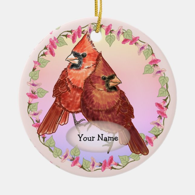 Floral Cardinals  ornament (Front)