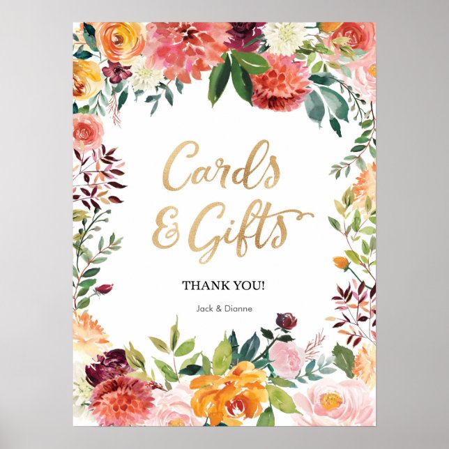 Floral Cards and Gifts party sign (Front)