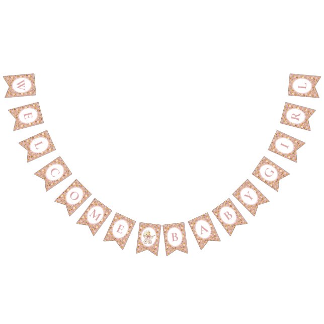 Floral Carriage Welcome Baby Girl | Blush Pink Bunting (All)