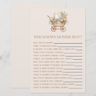 Floral Carriage Who Knows Mummy Baby Shower Game