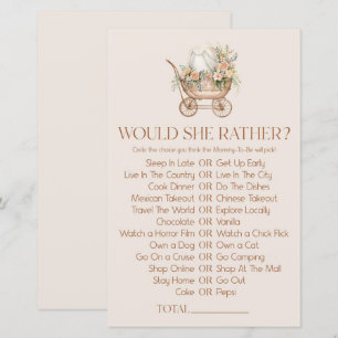 Floral Carriage Would She Rather Baby Shower Game
