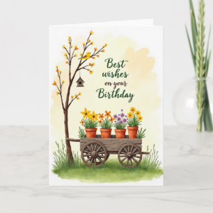 Floral Cart Birthday Card