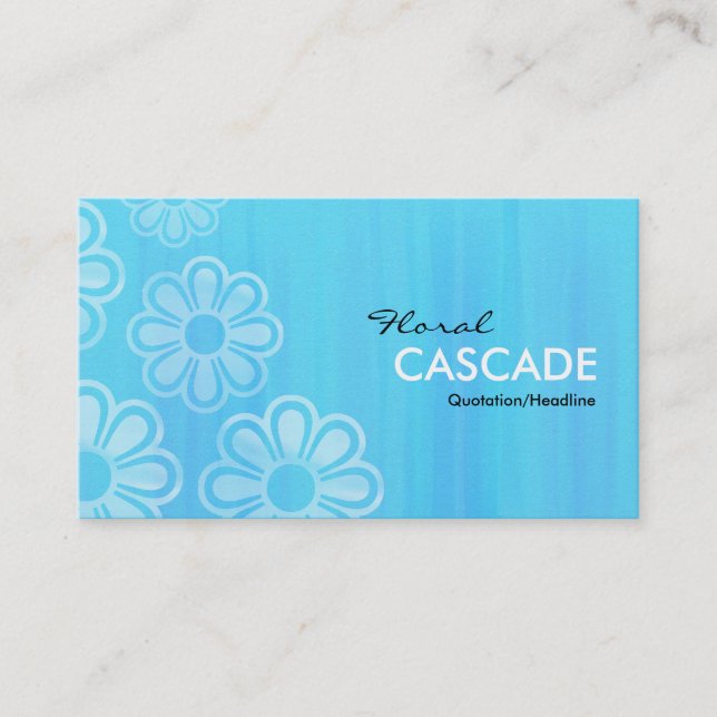 Floral Cascade - Blue Painted Texture Business Card (Front)