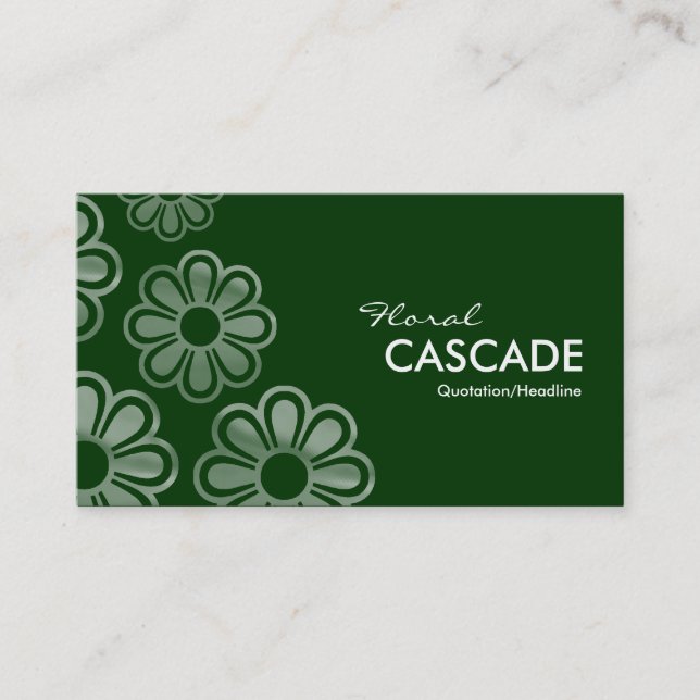 Floral Cascade - Dark Green Business Card (Front)