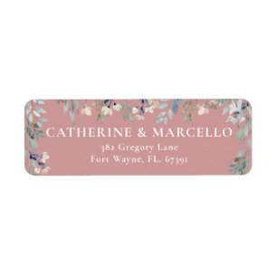 Floral Cascade Dusty Rose Wedding Return Address
