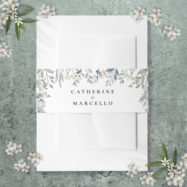 Floral Cascade Modern Elegant Wedding Invitation Belly Band (Floral Cascade Modern Elegant Wedding Invitation Belly Band)