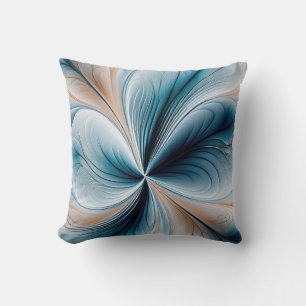 Floral Cascade - Soft Teal and Gold Abstract Flow Cushion