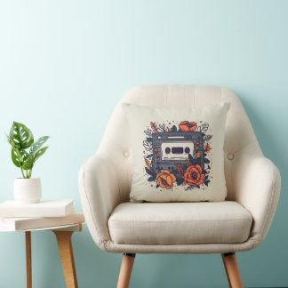 Floral Cassette Tape Cushion