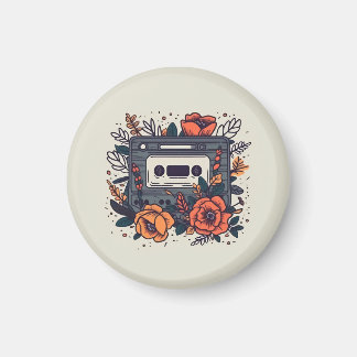 Floral Cassette Tape Magnet
