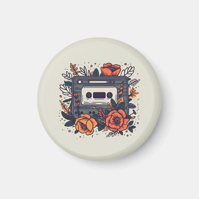 Floral Cassette Tape Magnet (Front)