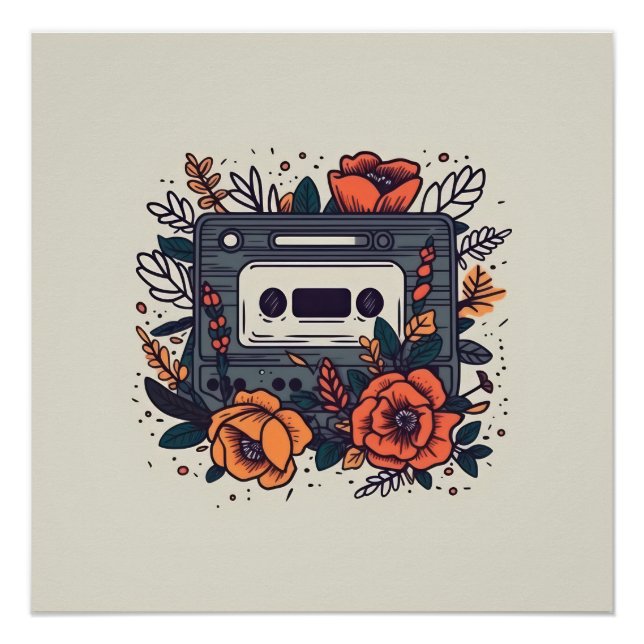 Floral Cassette Tape Poster (Front)