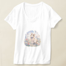 Floral Cat and Butterflies T-Shirt