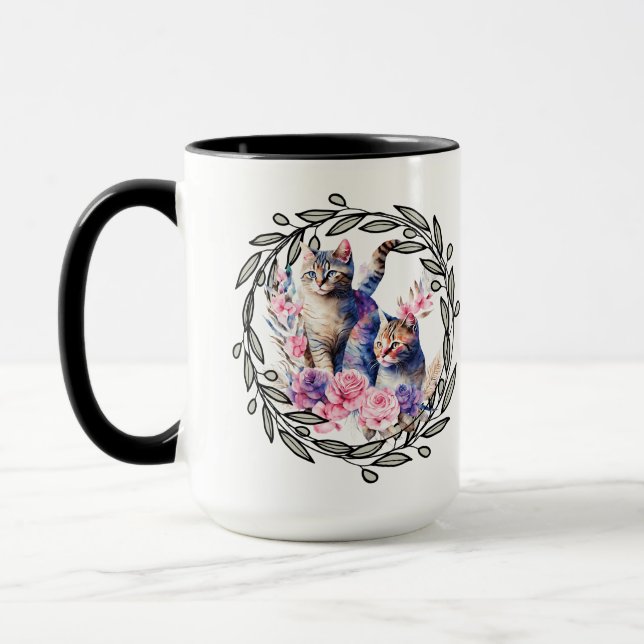 Floral Cat Cup (Left)