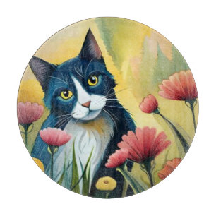 FLoral cat Cutting Board