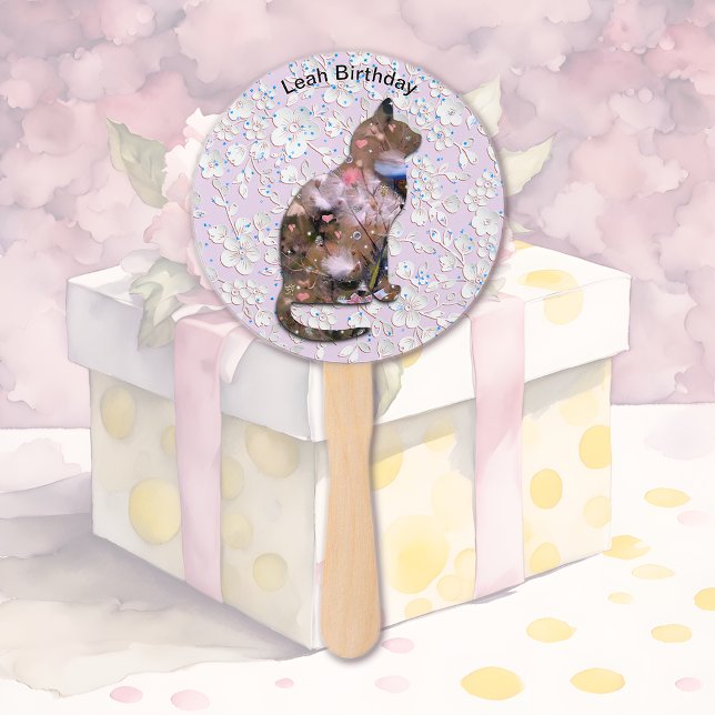 Floral Cat Hand Fan (Creator Uploaded)