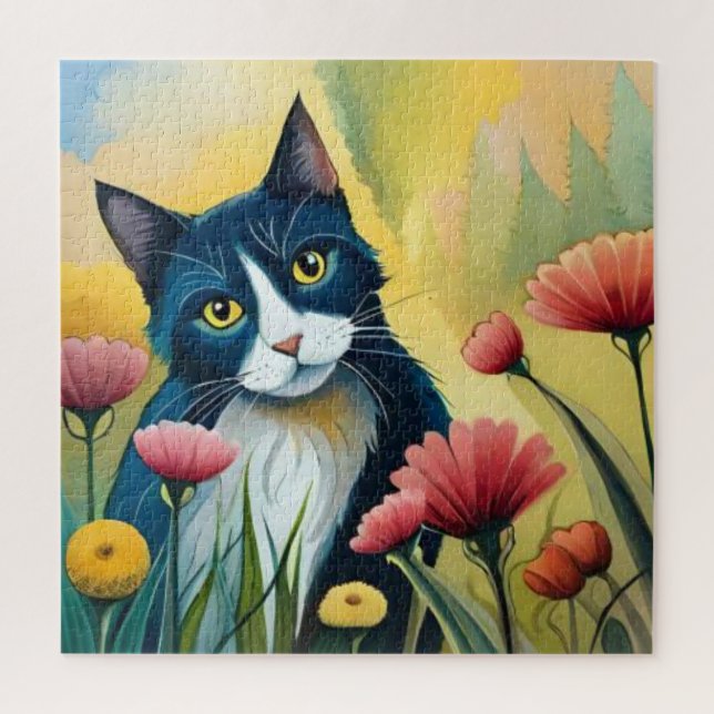 FLoral cat  Jigsaw Puzzle (Vertical)