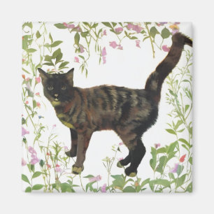 floral cat magnet