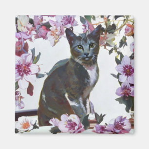 Floral Cat Magnet