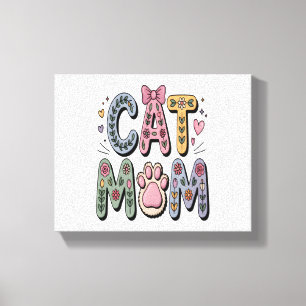 Floral Cat Mom with Paw Print