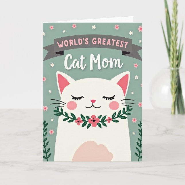 Floral Cat Mothers Day Card (Front)