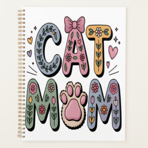 Floral Cat Mum with Paw Print Planner