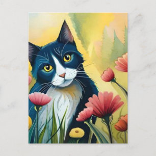 FLoral cat Postcard