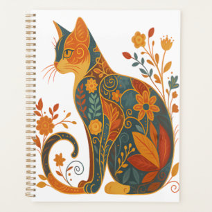 Floral Cat Silhouette � Colourful Vintage Botanica Planner