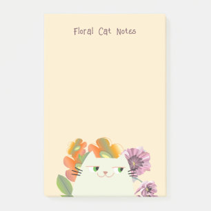 Floral Cat Sticky Notes Cute Kawaii Flower