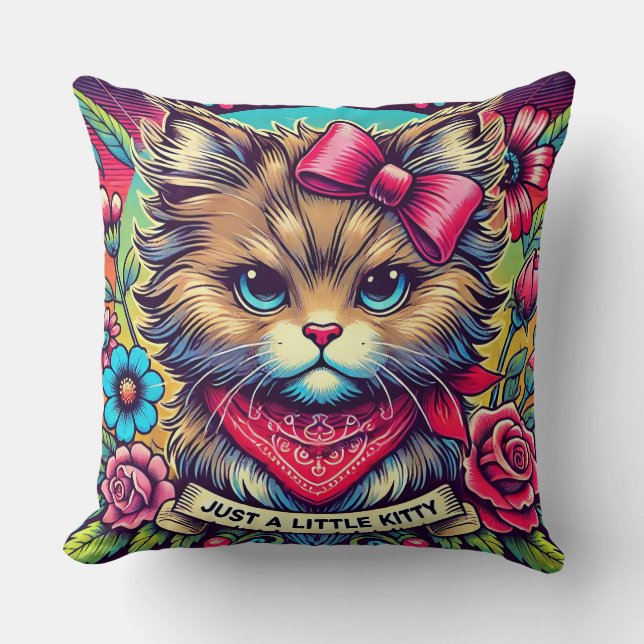 🐱 Floral Cat Throw Pillow Chic Decor Gift 🌸✨ (Front)