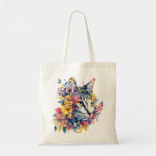 Floral Cat Tote Bag