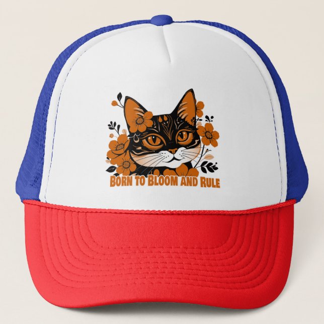 Floral Cat  Trucker Hat (Front)