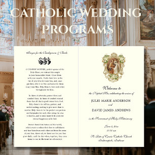 Floral Catholic Latin Mass Wedding Program