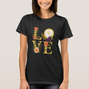Floral Catholic Love Design With Eucharist And Gra T-Shirt