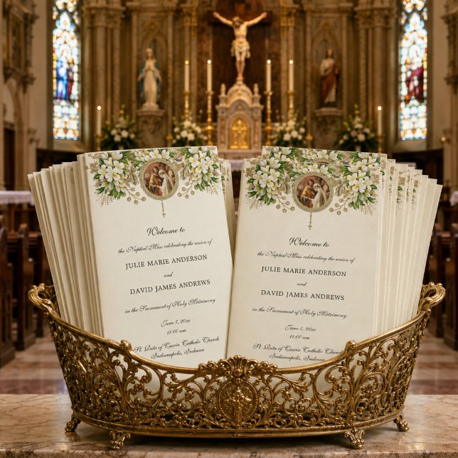Floral Catholic Wedding Program (Creator Uploaded)