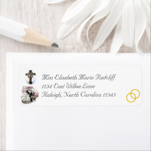 Floral Catholic Wedding Return Address Label