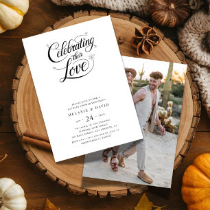 Floral Celebrating Their Love Couples Shower Photo Invitation