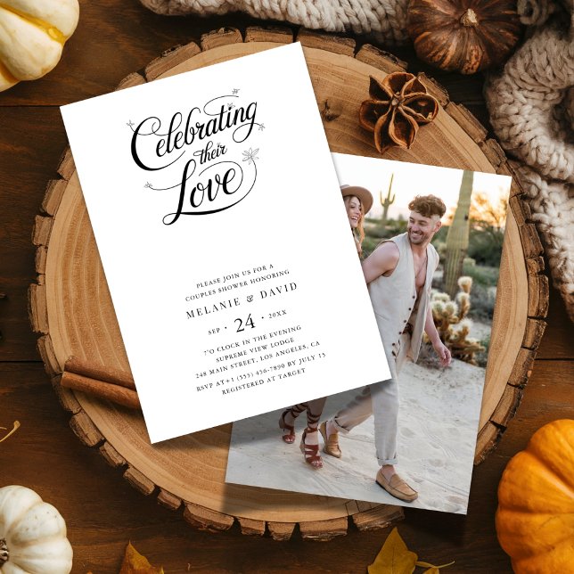 Floral Celebrating Their Love Couples Shower Photo Invitation (Creator Uploaded)